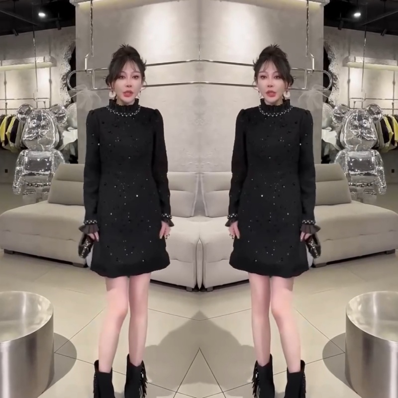 欧货名媛风优雅气质秋冬连衣裙