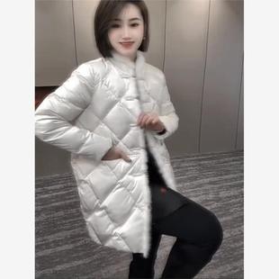 网红爆款新中式羽绒服女2025秋冬新款重工盘扣水貂毛显瘦中长棉服