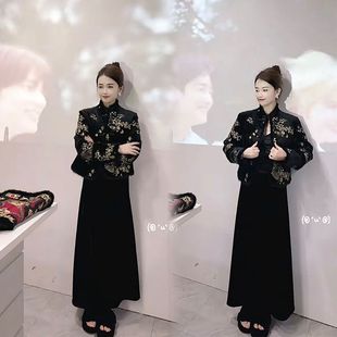 新中式 女冬季 外套上衣两件套 高级感刺绣国风棉服半裙套装 网红爆款