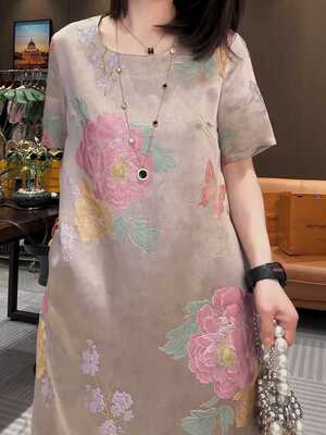 简约显瘦聚酯纤维牡丹中式A字型