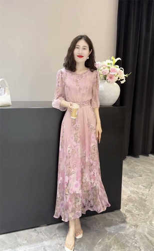 高腰显瘦聚酯纤维碎花优雅A型