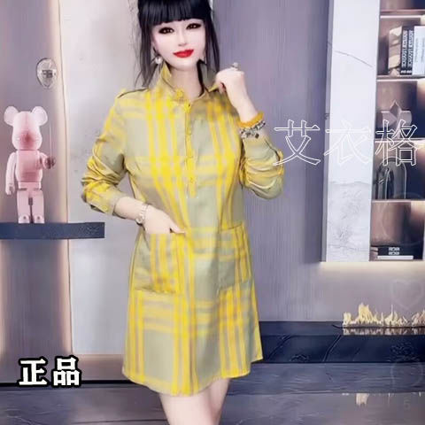时尚减龄格子裙衫2025春季新款百搭显瘦连衣裙遮肉气质中长款上衣