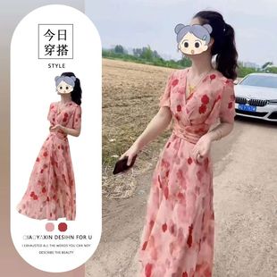 大码 高级感海边度假碎花连衣裙 超好看独特漂亮裙子女夏季 穿搭法式
