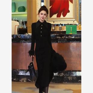 百搭文艺范轻奢风气质百搭连衣裙女 高端系精致修身 2024冬新款 时尚