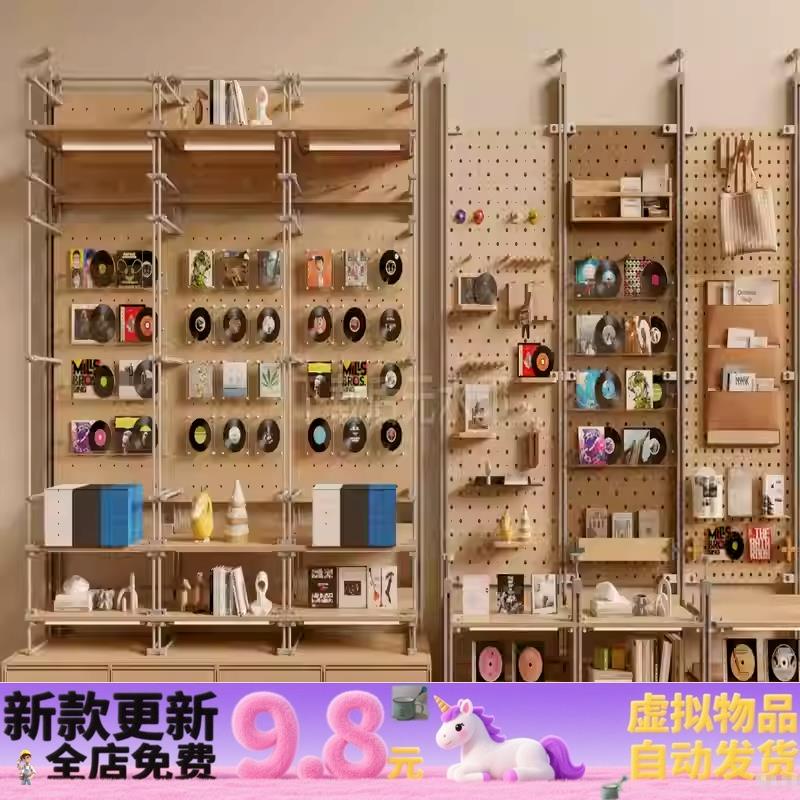 草图大师SU模型 物架铝型材置物架光轴置物架洞洞板CD装饰架图片