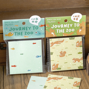 NOTE 便签本100张动物园游记系列便条纸商务办公学习手绘插画留言贴非粘性可爱卡通便利贴学生文具文创 FOR