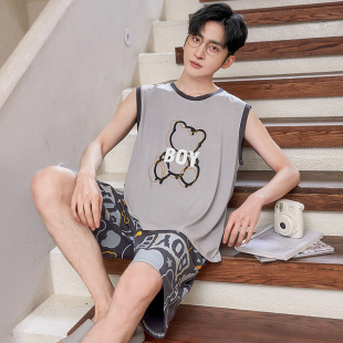 睡衣男大童莫代尔背心2025年青少年初中生高中生夏天薄款家居服