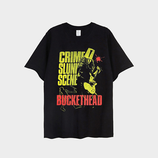 Buckethead t shirt桶哥吉他手短袖T恤个性摇滚欧美宽松潮流上衣