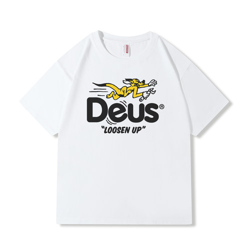 复古机车厂牌DEUS印花T恤短袖