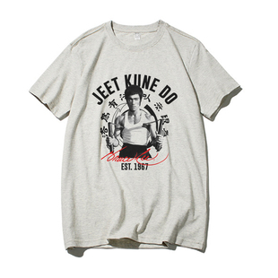 scenes lee tshirt 圆领复古宽松bruce 李小龙印花T恤纯棉