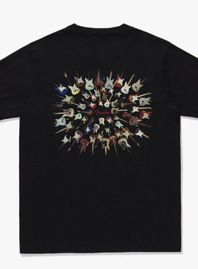 fender吉他印花T恤短袖夏季宽松纯棉短袖口袋款男女款