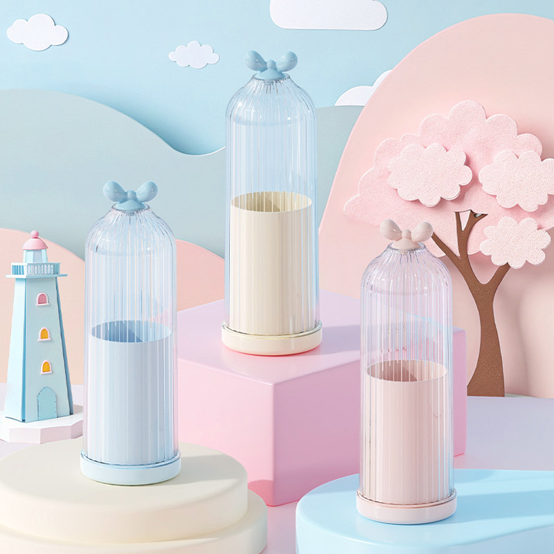 化妆刷收纳盒高级感桌面收纳筒旅行便携收纳罐防尘带盖外出牙具盒