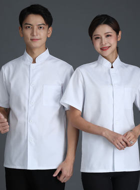 纯棉单排厨师工作服餐饮学校食堂