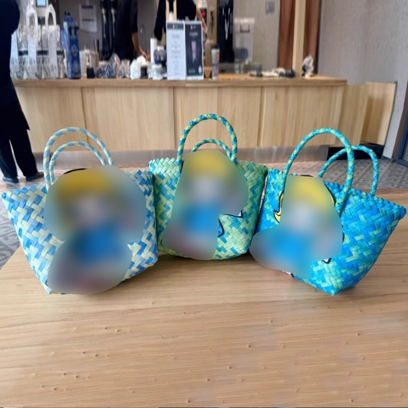 泡泡玛特同款编织包夏季手提包春游度假购物时尚百搭手拎包卡通包