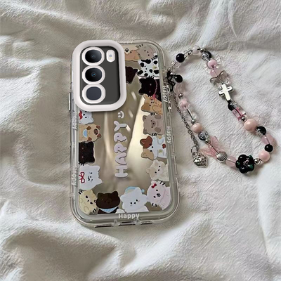 适用于vivoY50s手机壳新款V2443A全包防摔猫猫圈保护套Y50i可爱男女款viviY50e镜面泡芙壳小众ins风的外壳