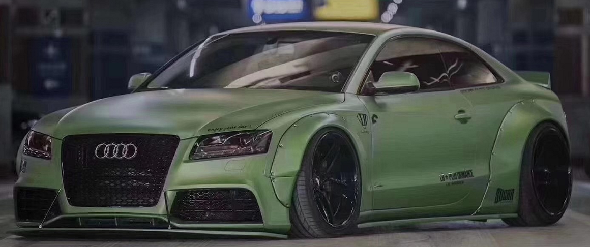 适用于奥迪a5/s5两门/四门款改装lb宽体大包围 前唇后唇侧裙 尾翼