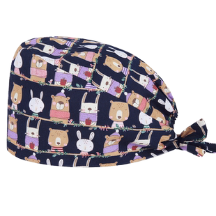 南欧鱼手术帽时尚印花医生护士帽工作帽儿科宠物美容院帽子月子帽