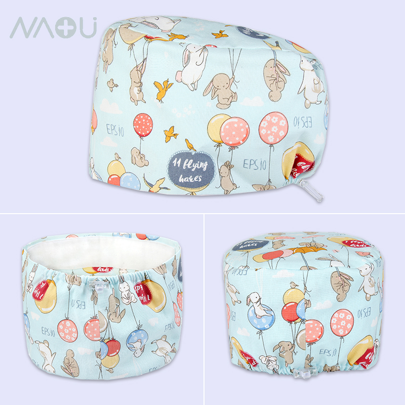 纯棉印花手术室防油烟包头帽