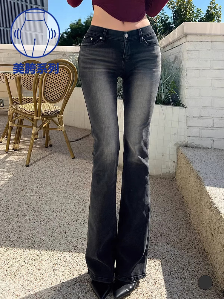 显身材喇叭长裤女胯微喇牛仔裤