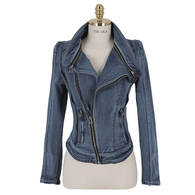 春季显瘦修身弹力复古牛仔外套