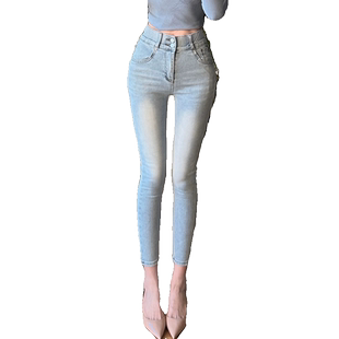 自带丰胯垫韩版辣妹高腰弹力紧身提臀显瘦显腿长小脚铅笔牛仔裤女