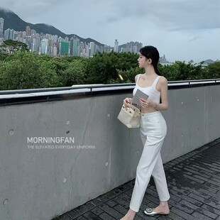 早安樊樊超高弹不鼓包!!莱赛尔糯米牛仔裤百搭显瘦直筒九分裤