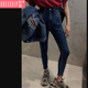 时髦高腰复古双口袋显瘦小脚牛仔裤 韩版 女 新款 韩国东大门2025春装