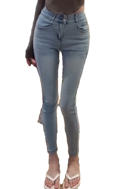 浅蓝色丰胯牛仔裤女弹力紧身