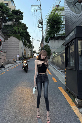 韩国新款弹力铅笔九分裤