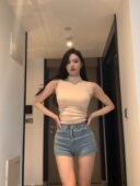 丰胯高腰牛仔短裤 收腰显瘦女夏季 薄款 韩版 辣妹包臀紧身松紧热裤 潮