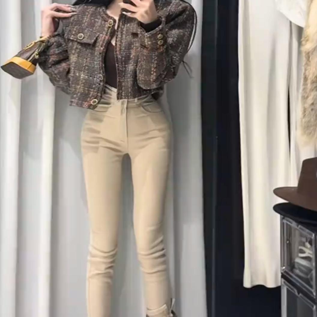 欧蓄韩系复古小香风格牛仔裤