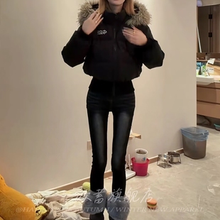 秋冬刚需加绒黑灰色丰胯九分牛仔裤女高腰紧身提臀显瘦百搭小脚裤