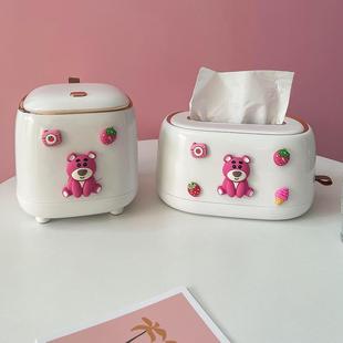 轻奢定制桌面纸巾盒客厅创意网红餐巾ins风垃圾桶茶几弹簧抽纸盒
