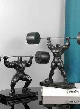 大力士肌肉男健美举重运动员人物雕塑模型健身房办公室装饰摆件