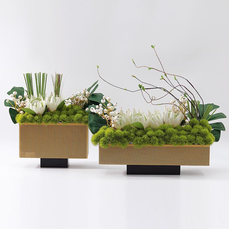 现代轻奢高档仿真花艺摆件酒店餐桌售楼处前台接待处软装绿植摆设