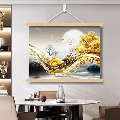 新中式配弱电表箱盒遮挡装饰挂画闸客厅餐厅墙壁装饰布艺2024新款