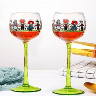 可爱高脚红酒杯北欧ins风创意个性 阿尔萨斯小人杯 香槟鸡尾酒杯子