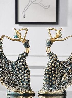 复古舞蹈女孩艺术摆件高端轻奢客厅电视柜酒柜桌面创意工艺品装饰