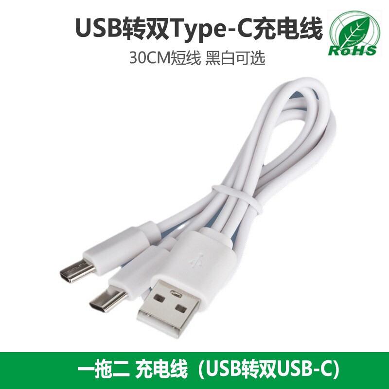 30CM一拖二USB转双Type-C快充线图片
