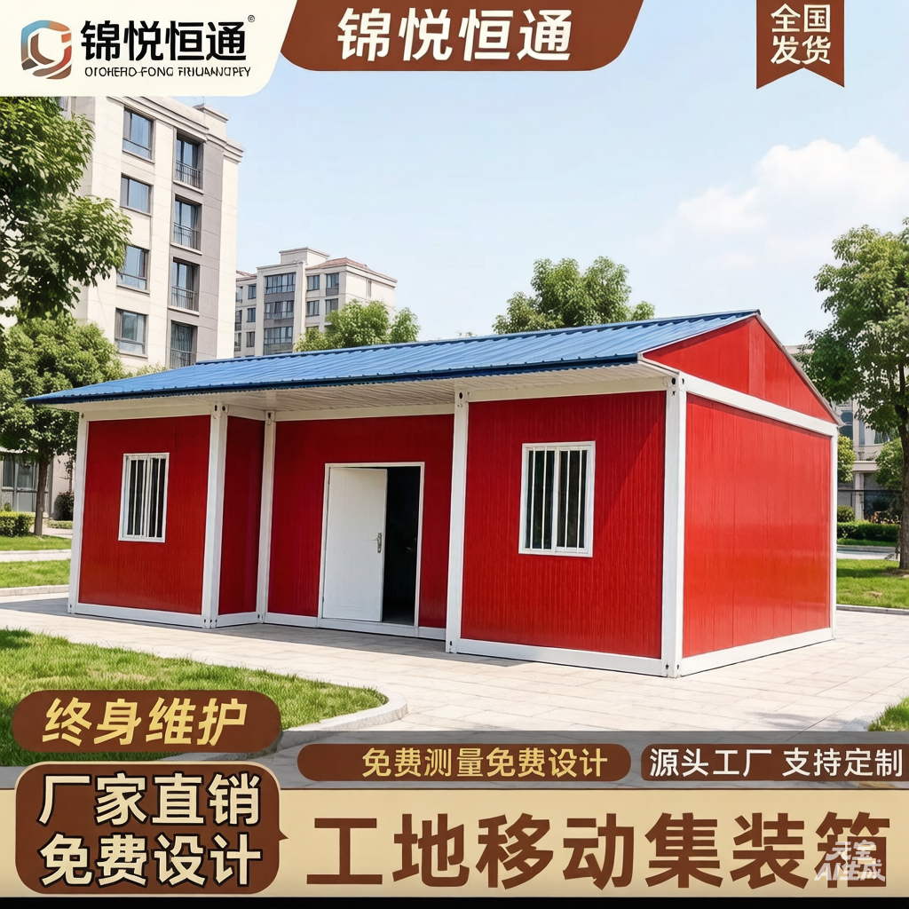 厂家直销人字顶集装箱活动板房快拼工人宿舍工地定制出口集成房屋