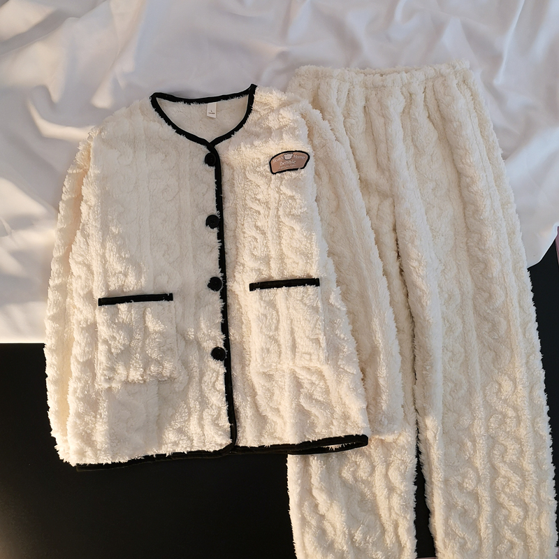 秋冬珊瑚绒睡衣加厚开衫女