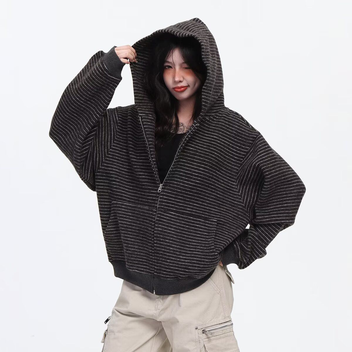 2024秋冬新款开衫毛衣美式复古休闲慵懒风V领针织衫男纯色外套