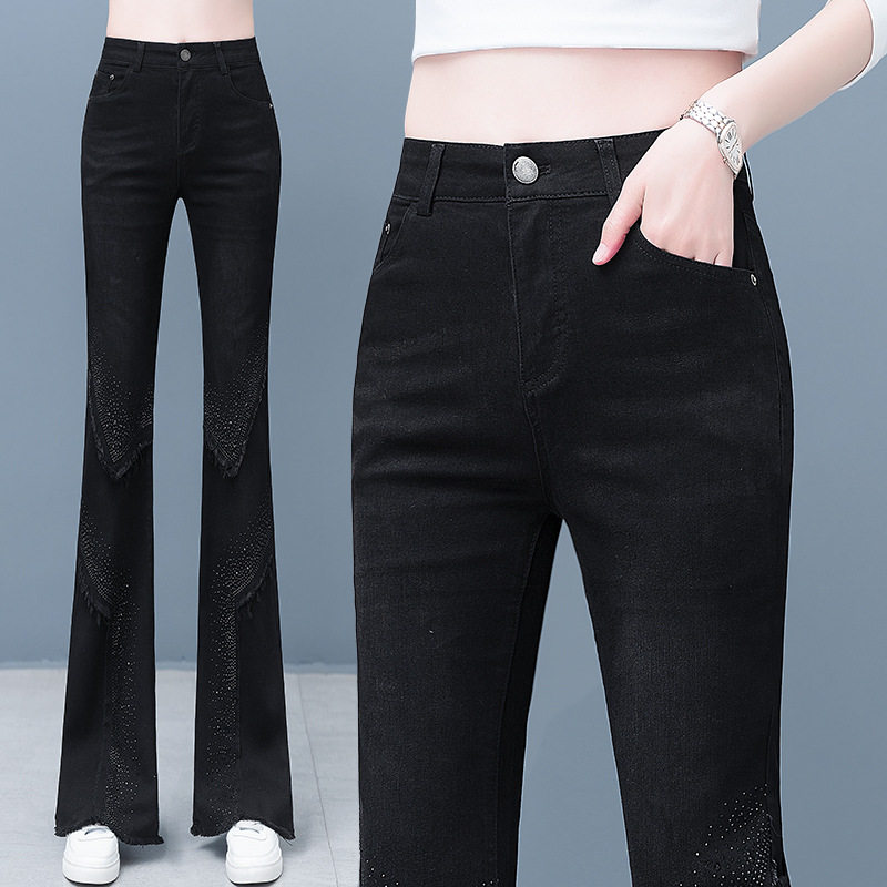 美式牛仔喇叭裤女春秋2025新款高腰垂坠感磨毛显瘦百搭微喇裤子女