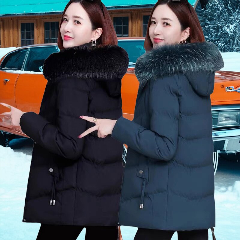 2025新款加绒女装外套女棉服冬季小个子短款妈妈装中长款保暖棉衣