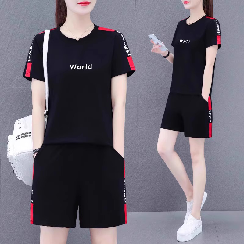 夏季短袖短裤纯棉运动套装女2025新款夏装中年妈妈宽松休闲两件套