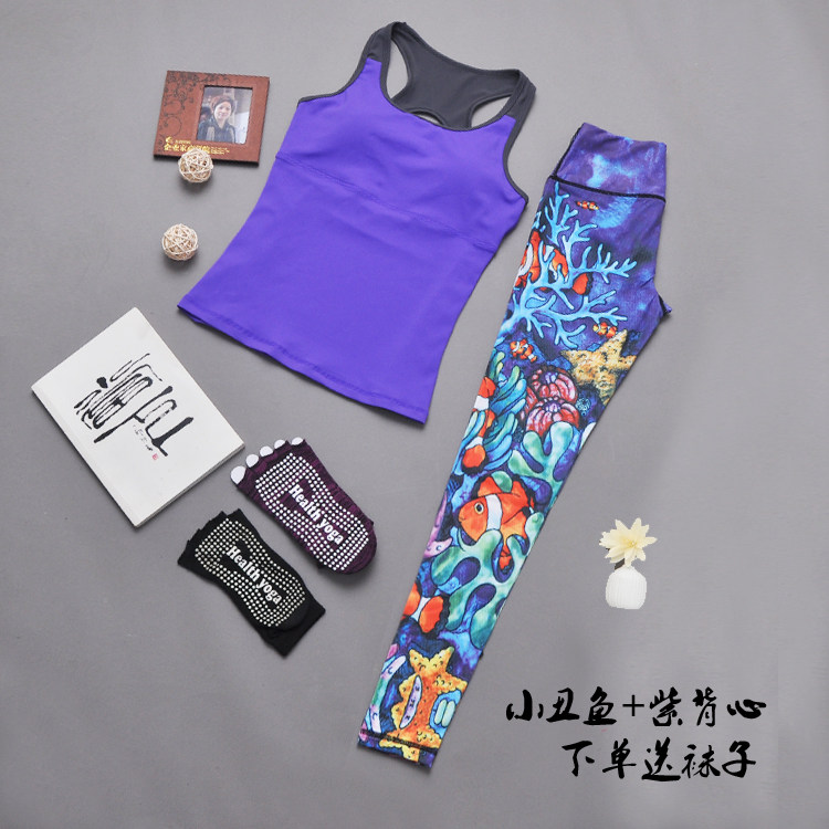 夏季新款健身女子瑜伽服套装吊带背心无袖速干紧身衣印花裤两件套在类目 运动/瑜伽/健身/球迷用品, 瑜伽, 瑜伽服中 - 来自Buy2taobao.com提供专业的淘宝代购服务