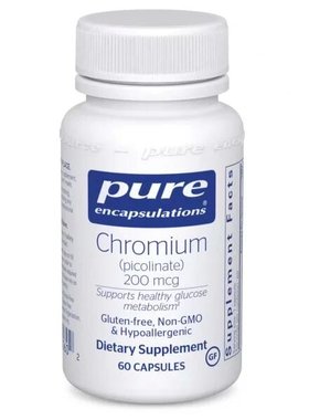 现货pure倍宜吡啶甲酸铬200mcg Chromium支持葡萄糖代谢60粒直邮