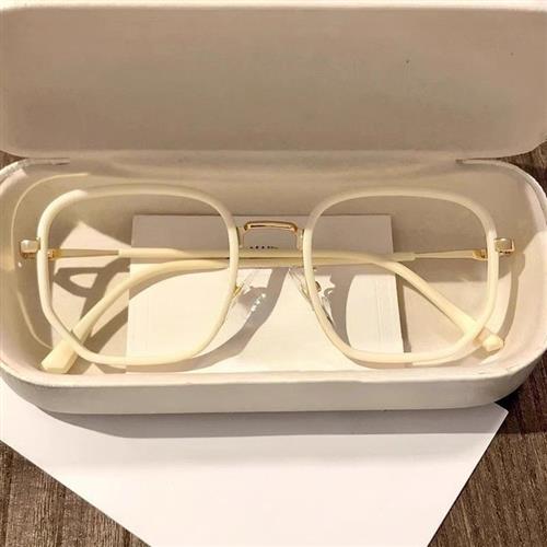 小红书同款奶咖白近视眼镜女有度数男防蓝光大框显瘦素颜神器