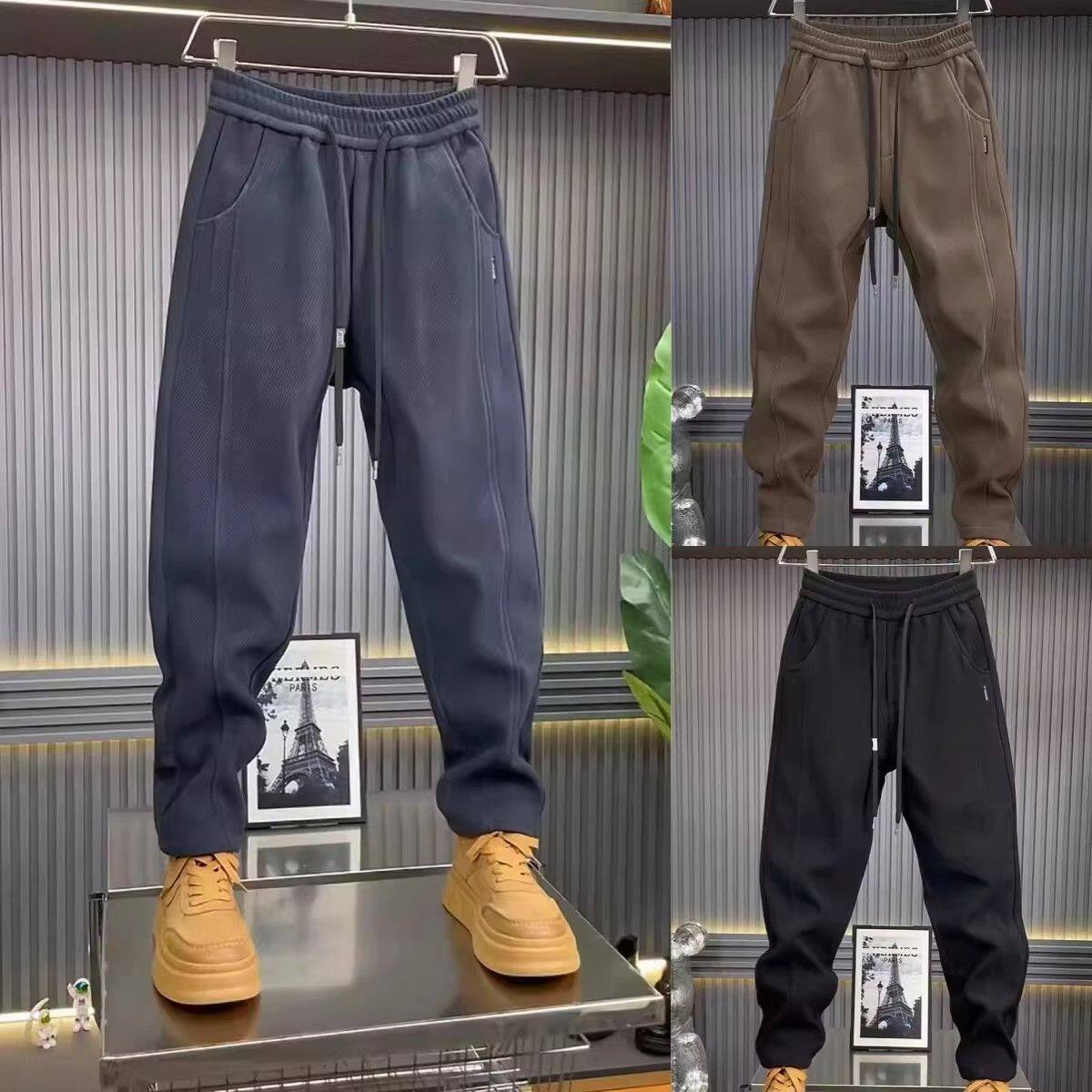 加绒加厚休闲裤男士2026冬季宽松哈伦束脚裤潮牌青年痞帅运动卫裤