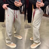 爆款 轻奢刺绣加绒直筒休闲裤 男潮流重磅撞色时尚 冬季 弹力运动卫裤